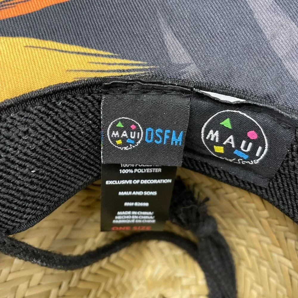 NWOT Maui Men's Straw Sun Bucket Hat Hawaiian Tropical i172 - Picture 3 of 9